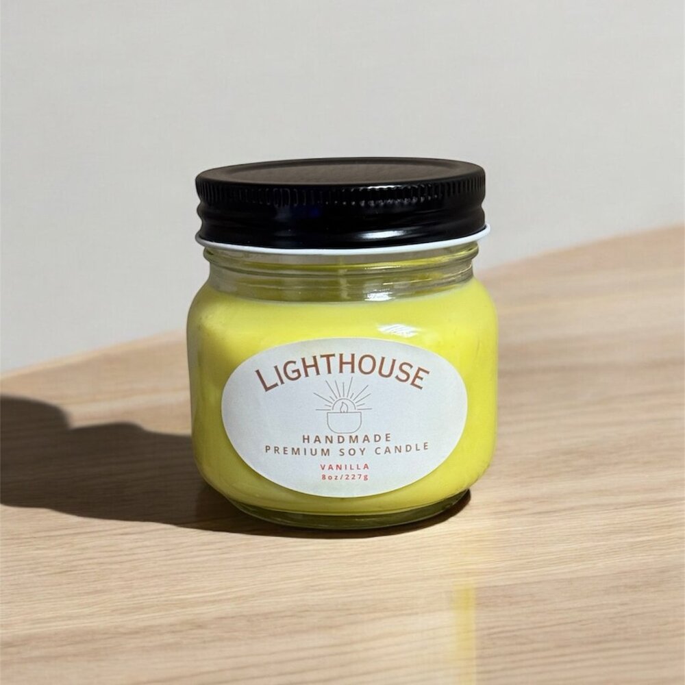 Premium 100% Natural Soy Wax Candle - Vanilla Scent - Aromatherapy - Yoga - Gift